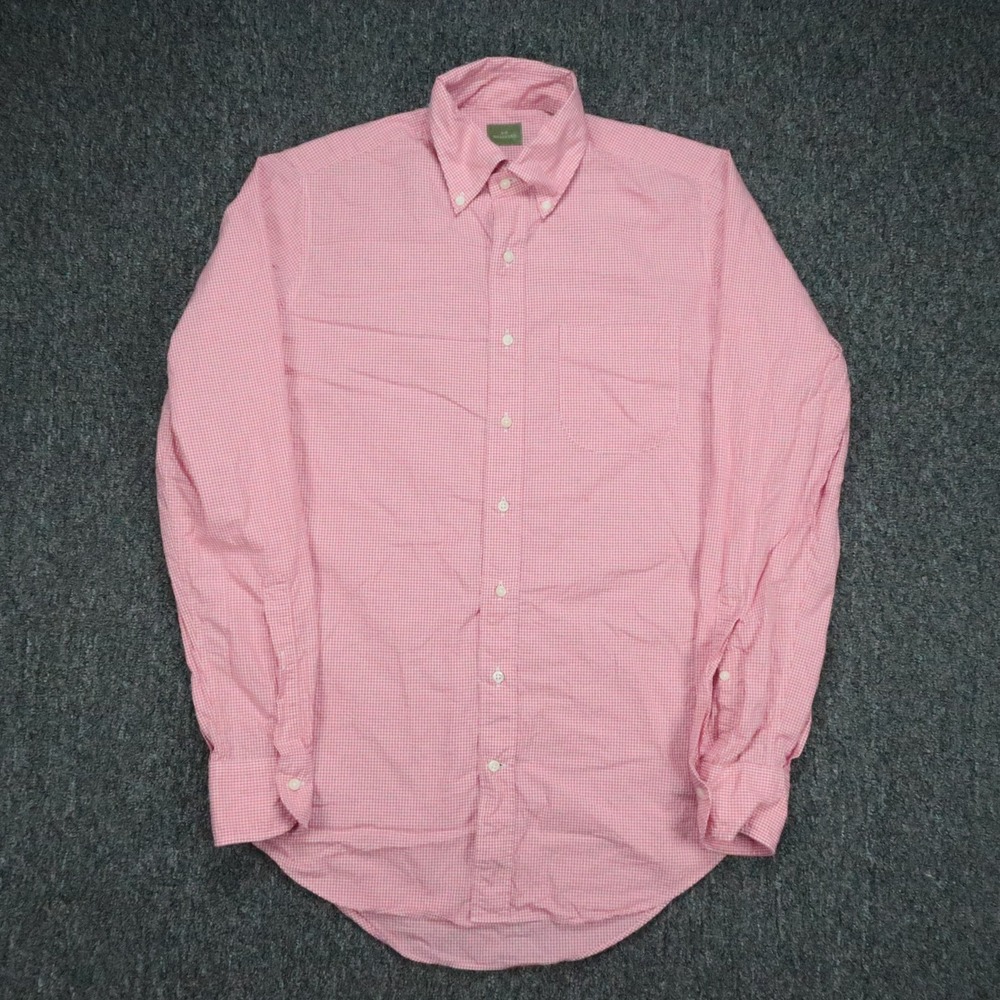 Sid Mashburn Shirt Mens Medium Pink Red White Gingham Long Sleeve Button Down